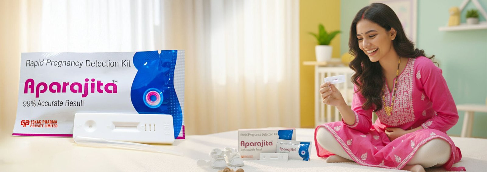 Aparajita Pregnancy Test Kit - Eskag Pharma Banner